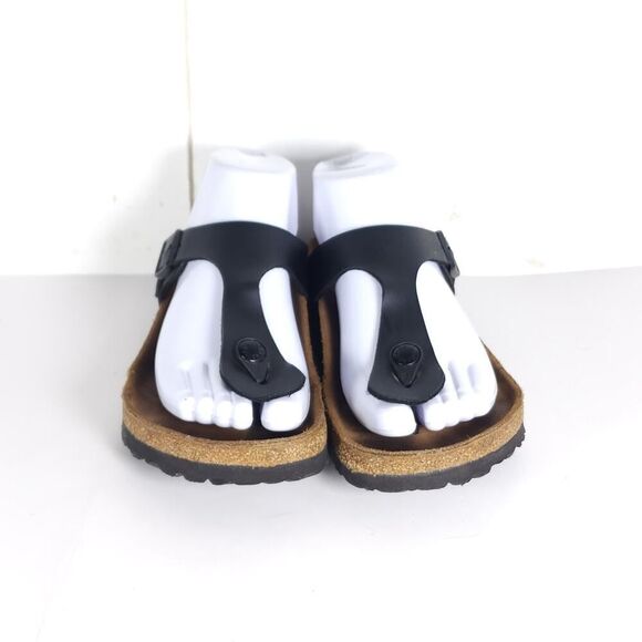 Birkenstock Women's Gizeh EU37 US6 Black Birko-Flor T-strap Thong Sandals Shoes - Picture 3 of 16